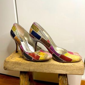 Dolce and Gabbana vintage snakeskin patchwork multi color pumps size 37
